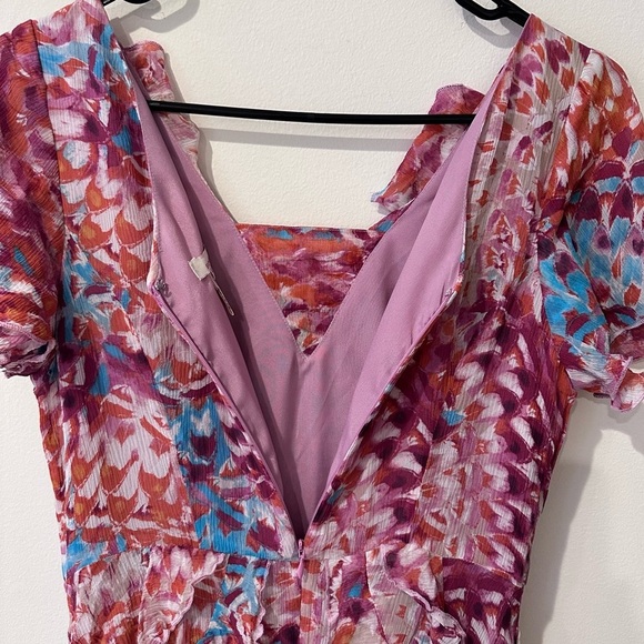 Sundance Vivian silk chiffon romantic ruffle pink blue dress size 4 - Picture 4 of 5